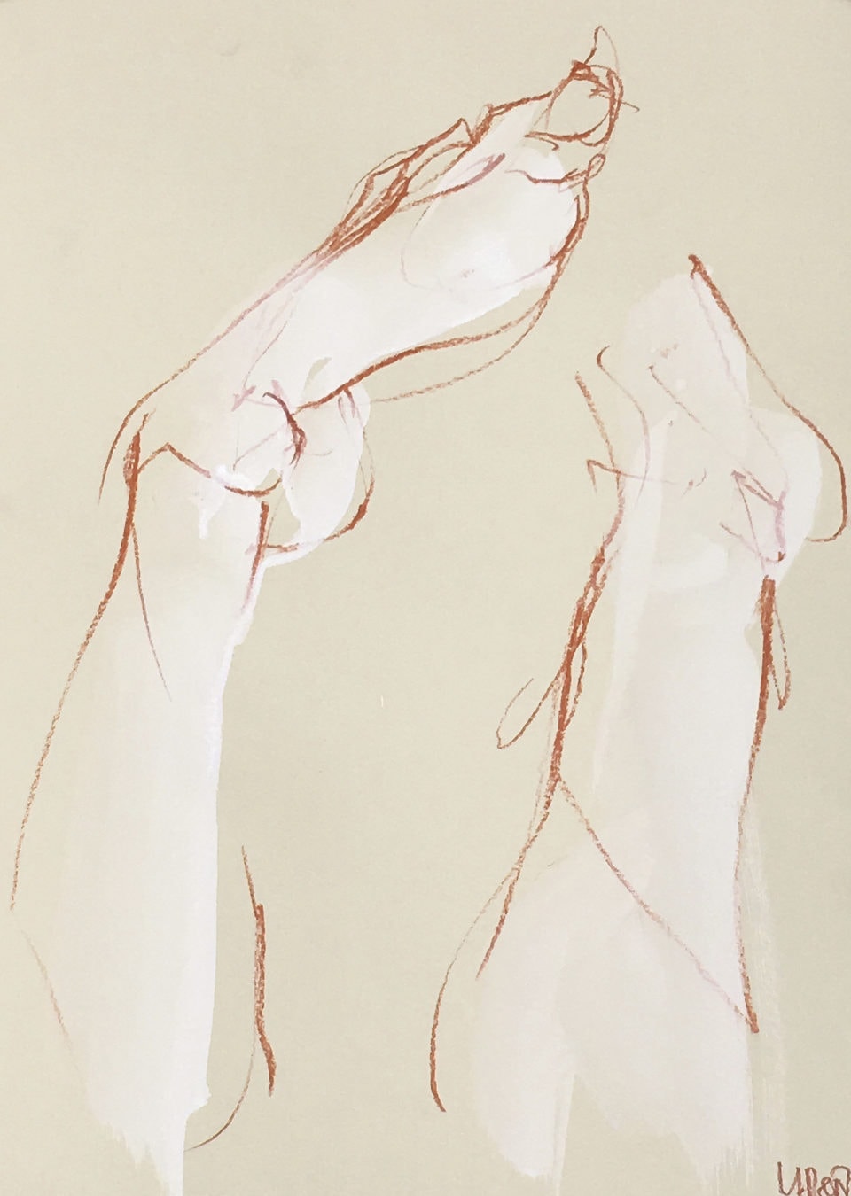 Feet 11 charcoal ink and oil pastels on paper 42x297 cm 2018